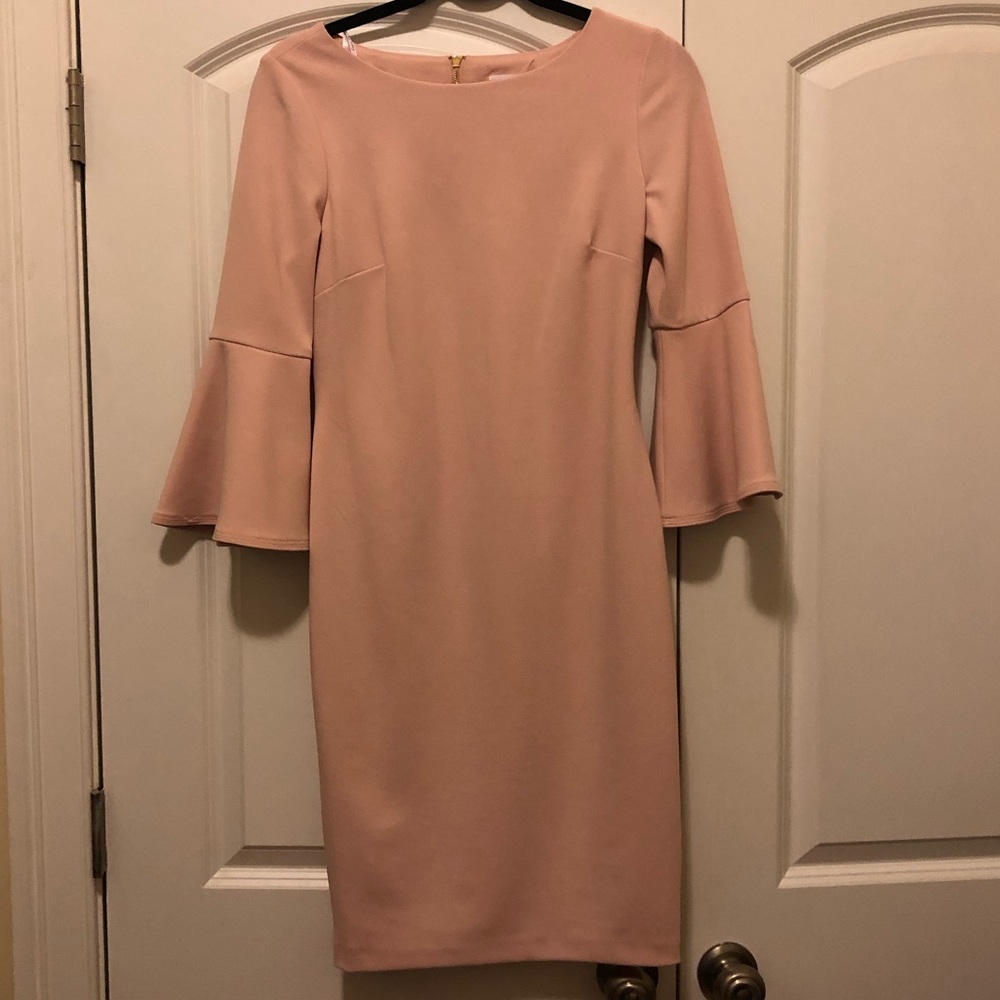 Calvin Klein Blush Bell Sleeve Sheath Dress